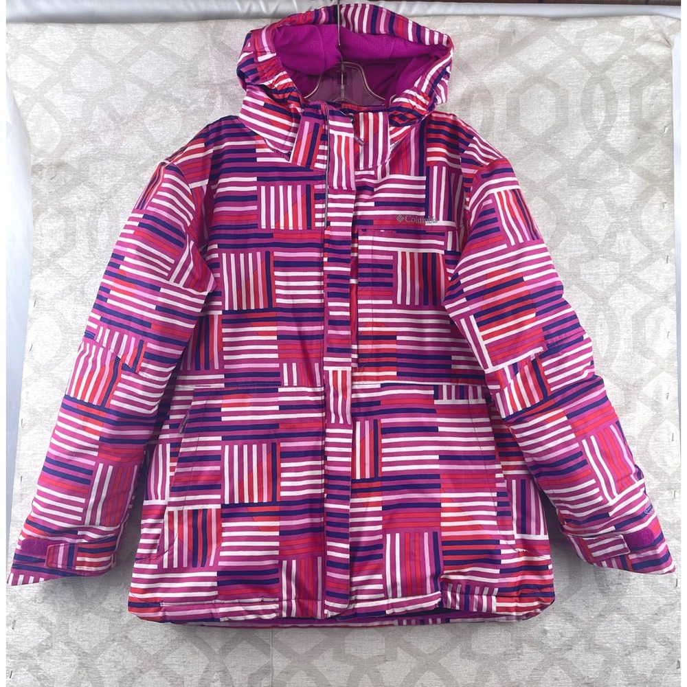 Columbia Omni-Heat Nordic Jump Ski Jacket Pink Purple Stripe Outgrown XL 18/20